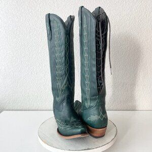 Lane LEXINGTON Knee High Womens Cowboy Boots 8 Green Western Cowgirl Zipper Tall